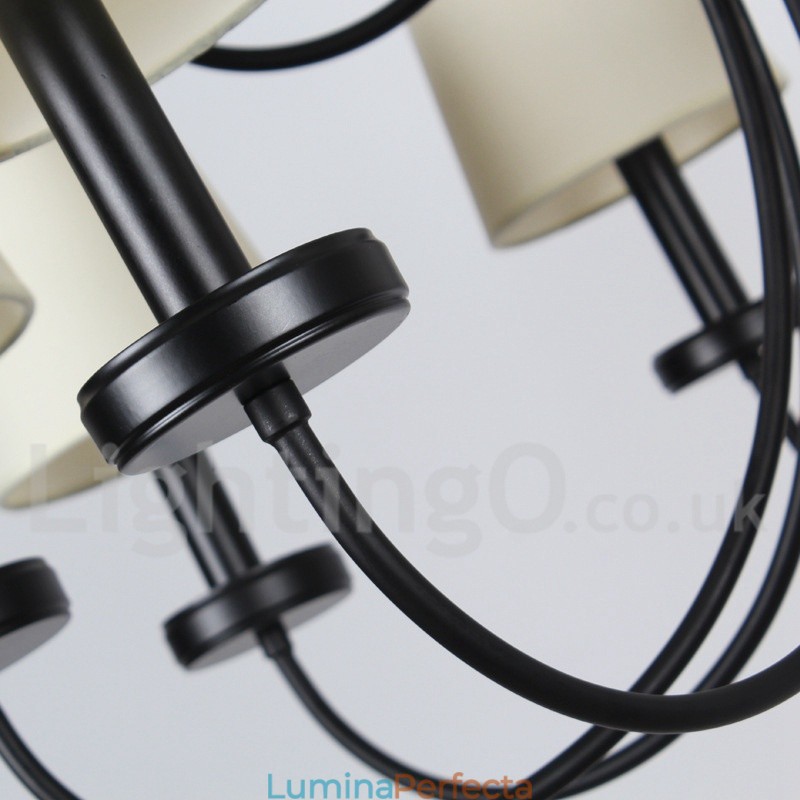 Candelabru negru, retro, în stil lumânare, cu 8 lumini