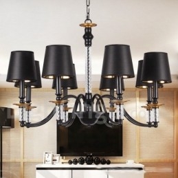 Candelabru în stil lumânare retro negru cu 8 lumini