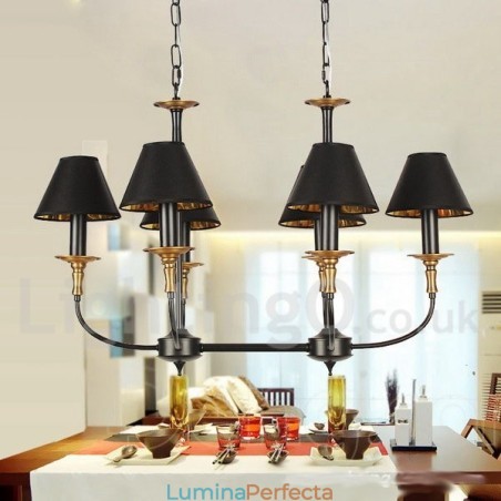 Candelabru retro contemporan în stil lumânare cu 6 lumini Candelabru retro contemporan în stil lumânare cu 6 lumini