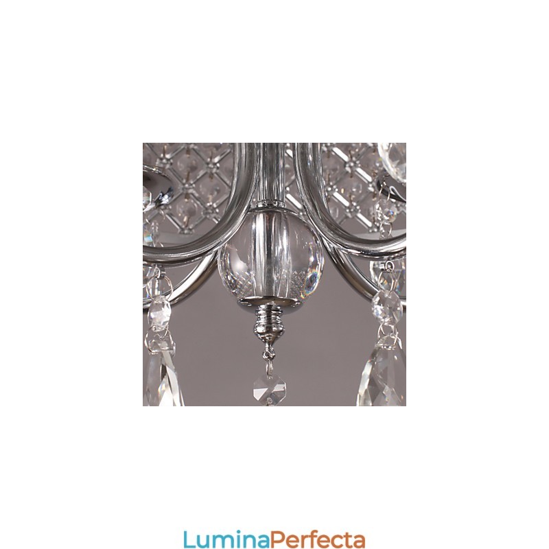 Candelabru tradițional din metal cromat din cristal