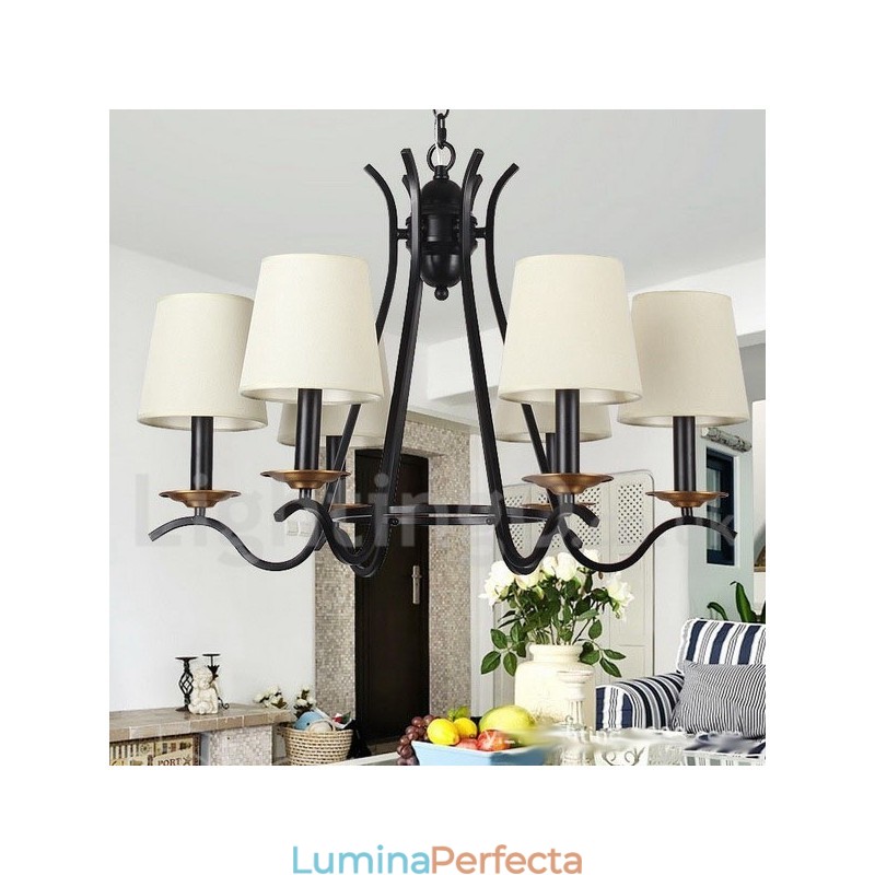 Candelabru în stil lumânare retro, negru, cu 6 lumini