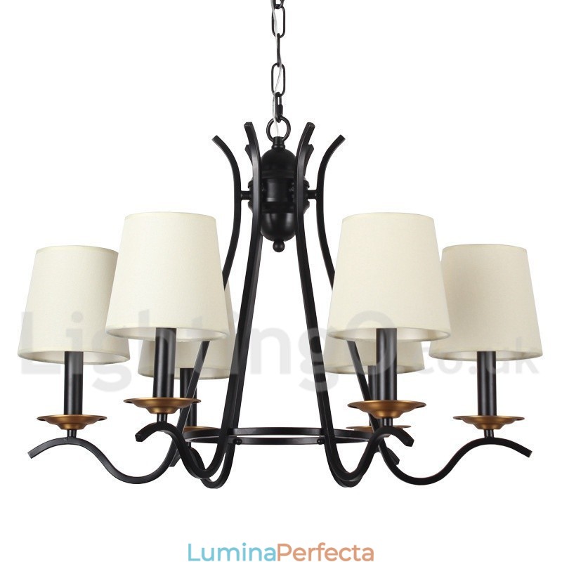 Candelabru în stil lumânare retro, negru, cu 6 lumini