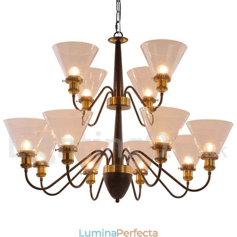 12 Lumini Rustic Retro Negru Candelabru Mare 2 Niveluri Candelabru Stil Lumanare