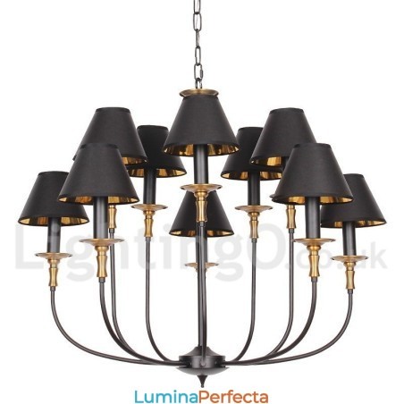 Candelabru mare negru retro cu 2 niveluri Candelabru în stil lumânare Candelabru mare negru retro cu 2 niveluri Candelabru în stil lumânare