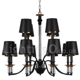 12 Lumini Rustic Retro Negru Candelabru Mare 2 Niveluri Candelabru Stil Lumanare