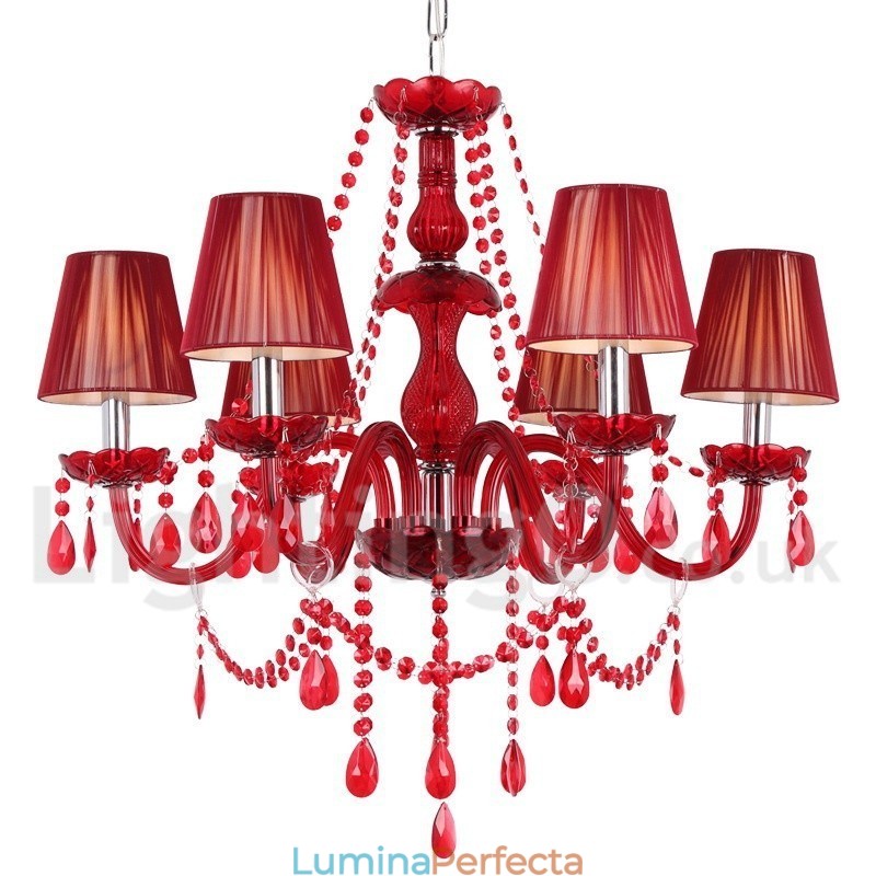 Candelabru în stil lumânare cu 6 roșu deschis K9