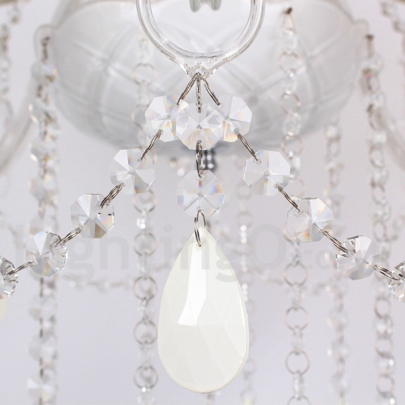 Candelabru în stil lumânare din cristal K9 alb cu 6 lumini
