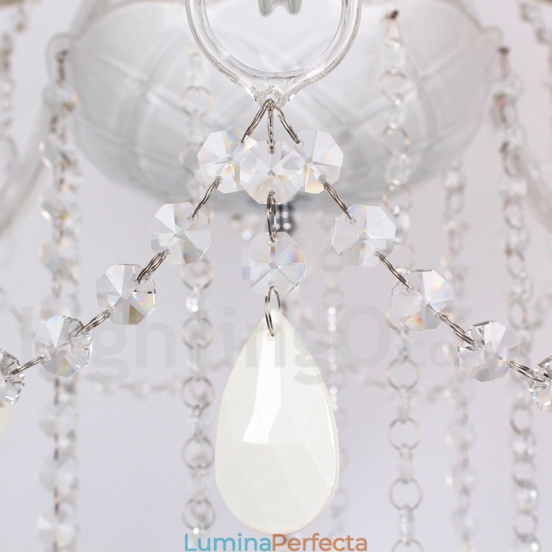 Candelabru în stil lumânare din cristal K9 alb cu 8 lumini