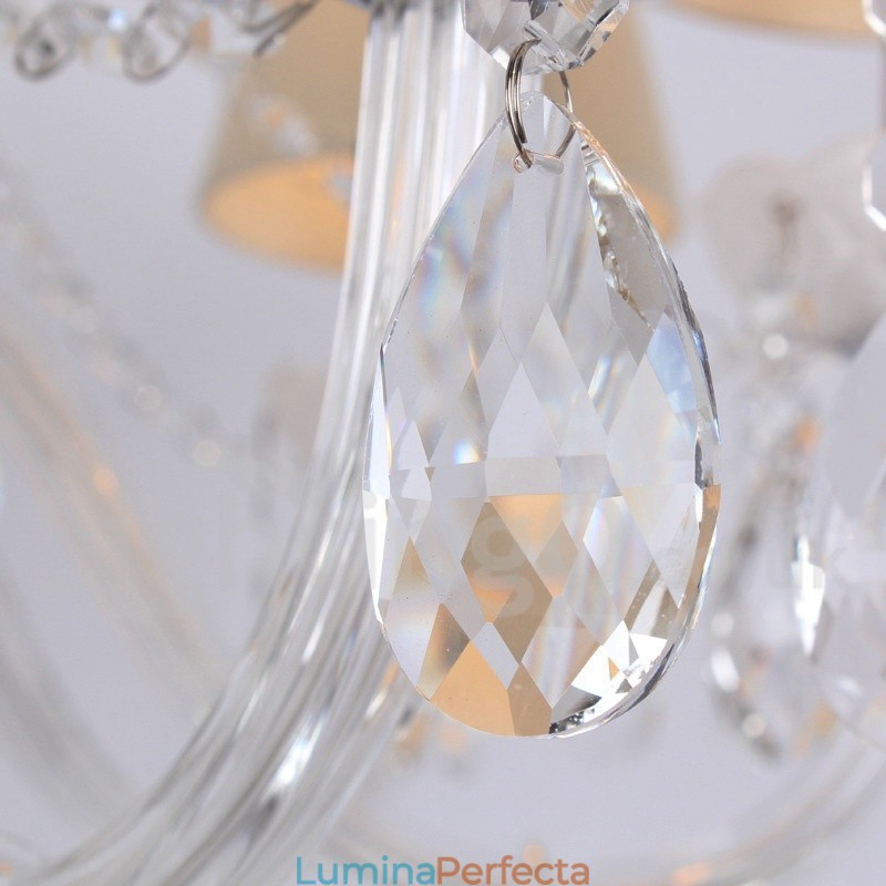 Candelabru în stil lumânare din cristal K9 alb cu 8 lumini