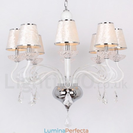 Candelabru în stil lumânare din cristal K9 alb, cu 8 lumini Candelabru în stil lumânare din cristal K9 alb, cu 8 lumini