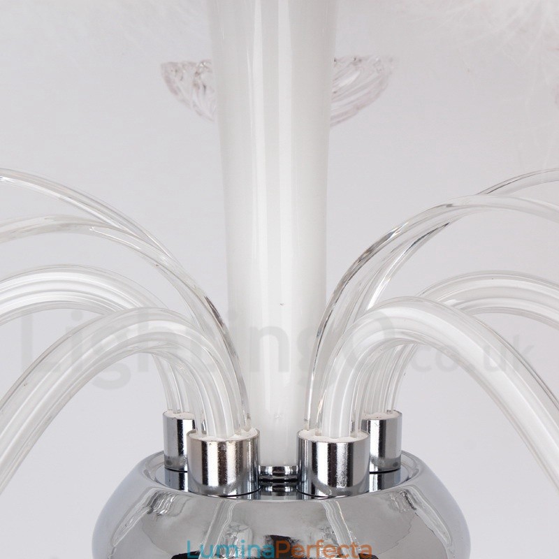 Candelabru în stil lumânare din cristal K9 alb, cu 8 lumini
