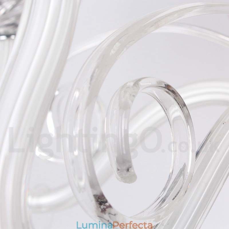 Candelabru în stil lumânare din cristal K9 alb, cu 8 lumini