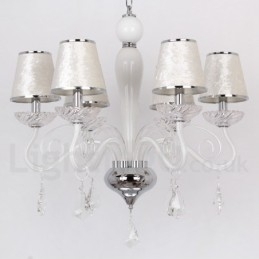 Candelabru în stil lumânare din cristal K9 alb, cu 6 lumini
