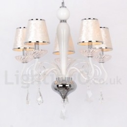 Candelabru contemporan K9, alb, cu 5 lumini, în stil lumânare