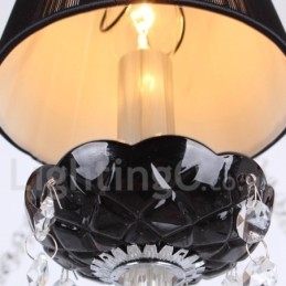 Candelabru contemporan cu 8 lumini, negru periat K9, în stil lumânare de cristal