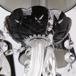 Candelabru contemporan cu 8 lumini, negru periat K9, în stil lumânare de cristal