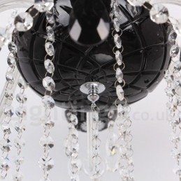 Candelabru contemporan cu 8 lumini, negru periat K9, în stil lumânare de cristal