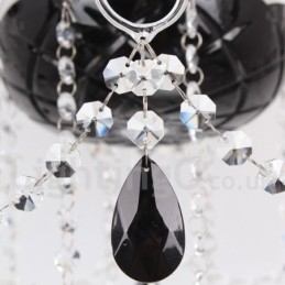 Candelabru contemporan cu 8 lumini, negru periat K9, în stil lumânare de cristal