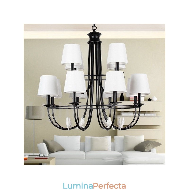 Candelabru în stil lumânare, 12 lumini, retro, negru, stil mediteranean, rustic contemporan