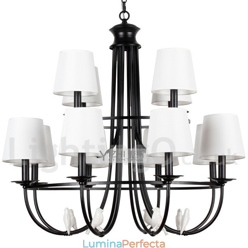 Candelabru în stil lumânare, 12 lumini, retro, negru, stil mediteranean, rustic contemporan