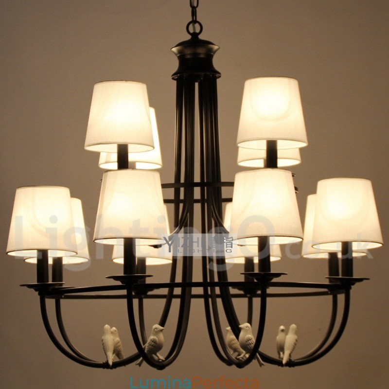 Candelabru în stil lumânare, 12 lumini, retro, negru, stil mediteranean, rustic contemporan