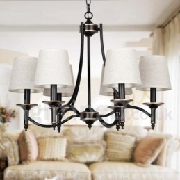 Candelabru contemporan în stil lumânare cu 6 lumini, rustic retro, negru