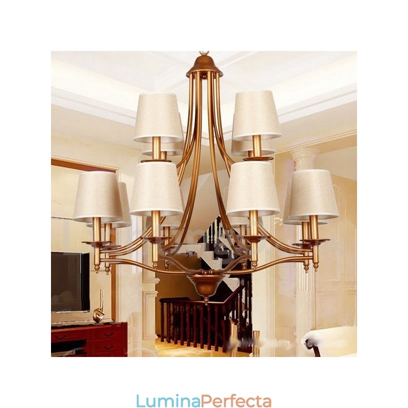 Candelabru în stil lumânare cu 12 lumini, rustic, retro, stil mediteranean