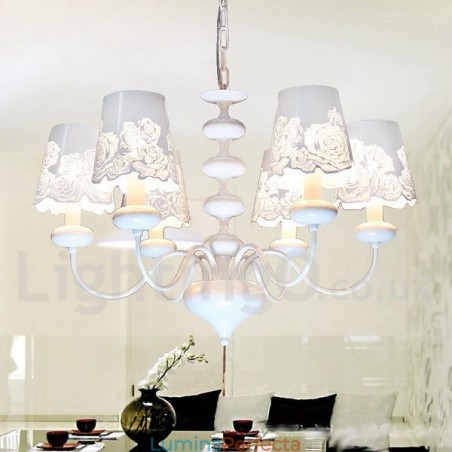 Candelabru cu 6 lumini, modern, contemporan alb, stil lumânare Candelabru cu 6 lumini, modern, contemporan alb, stil lumânare