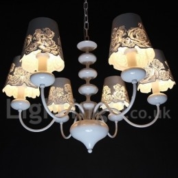 Candelabru cu 6 lumini, modern, contemporan alb, stil lumânare