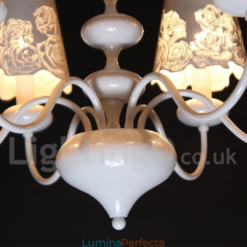Candelabru cu 6 lumini, modern, contemporan alb, stil lumânare