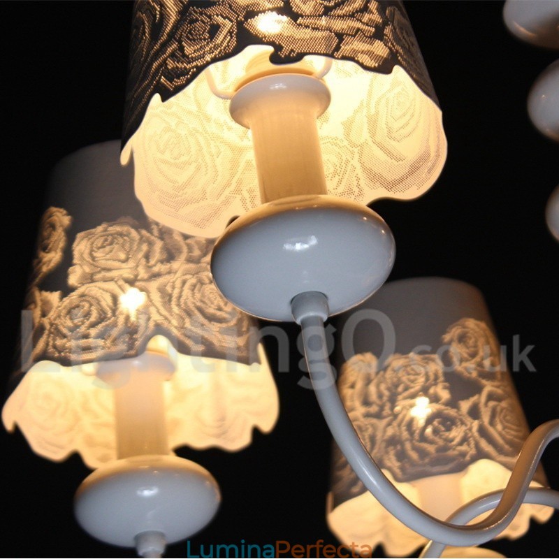 Candelabru cu 6 lumini, modern, contemporan alb, stil lumânare