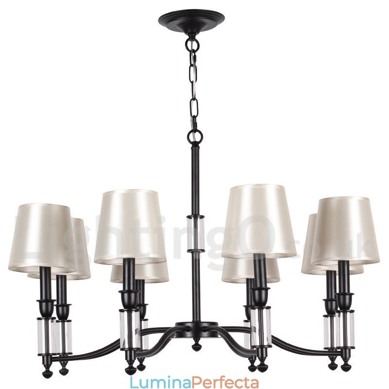 Candelabru în stil lumânare retro, negru, cu 8 lumini