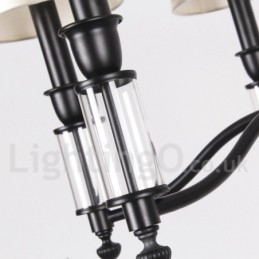 Candelabru în stil lumânare retro, negru, cu 8 lumini