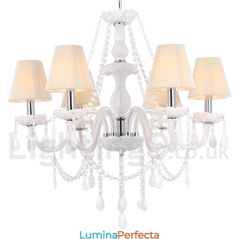 Candelabru în stil lumânare din cristal K9 alb cu 6 lumini