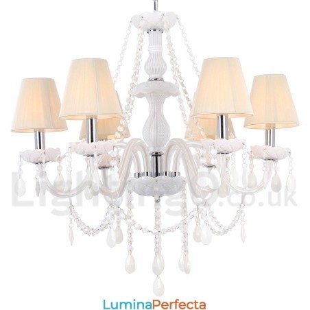 Candelabru în stil lumânare din cristal K9 alb cu 6 lumini Candelabru în stil lumânare din cristal K9 alb cu 6 lumini