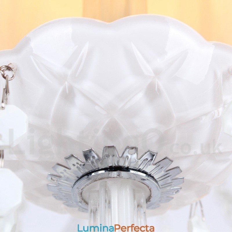 Candelabru în stil lumânare din cristal K9 alb cu 6 lumini