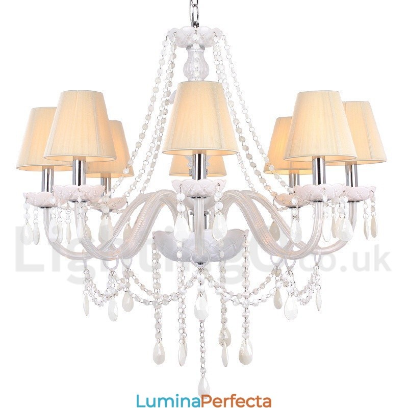 Candelabru în stil lumânare din cristal K9 alb cu 8 lumini