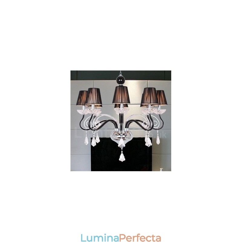 Candelabru în stil lumânare din cristal K9 alb, cu 8 lumini