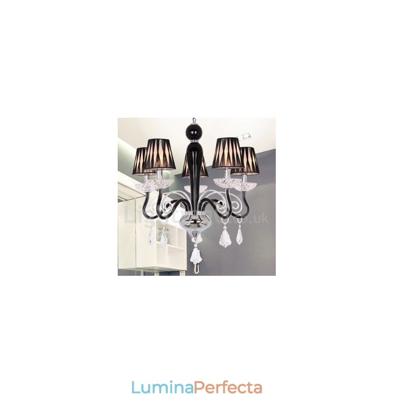 Candelabru contemporan K9, alb, cu 5 lumini, în stil lumânare