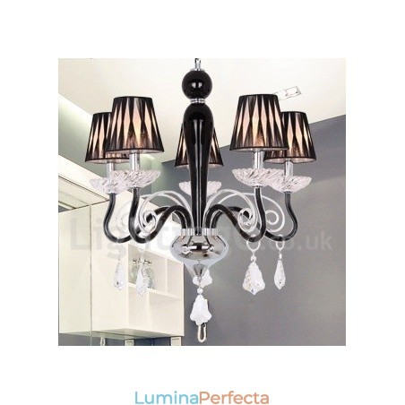 Candelabru contemporan K9, alb, cu 5 lumini, în stil lumânare