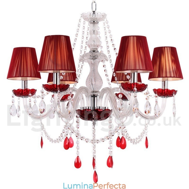 Candelabru în stil lumânare cu 6 roșu deschis K9
