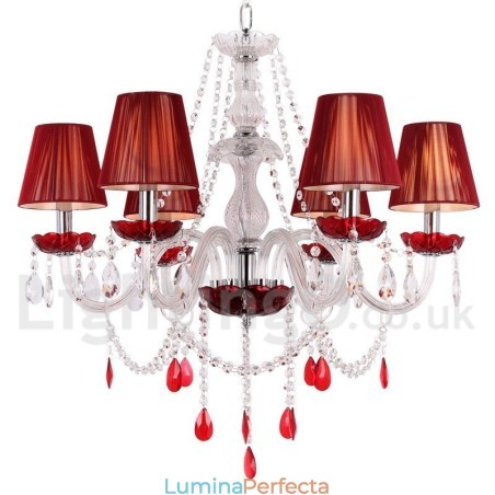 Candelabru în stil lumânare cu 6 roșu deschis K9 Candelabru în stil lumânare cu 6 roșu deschis K9