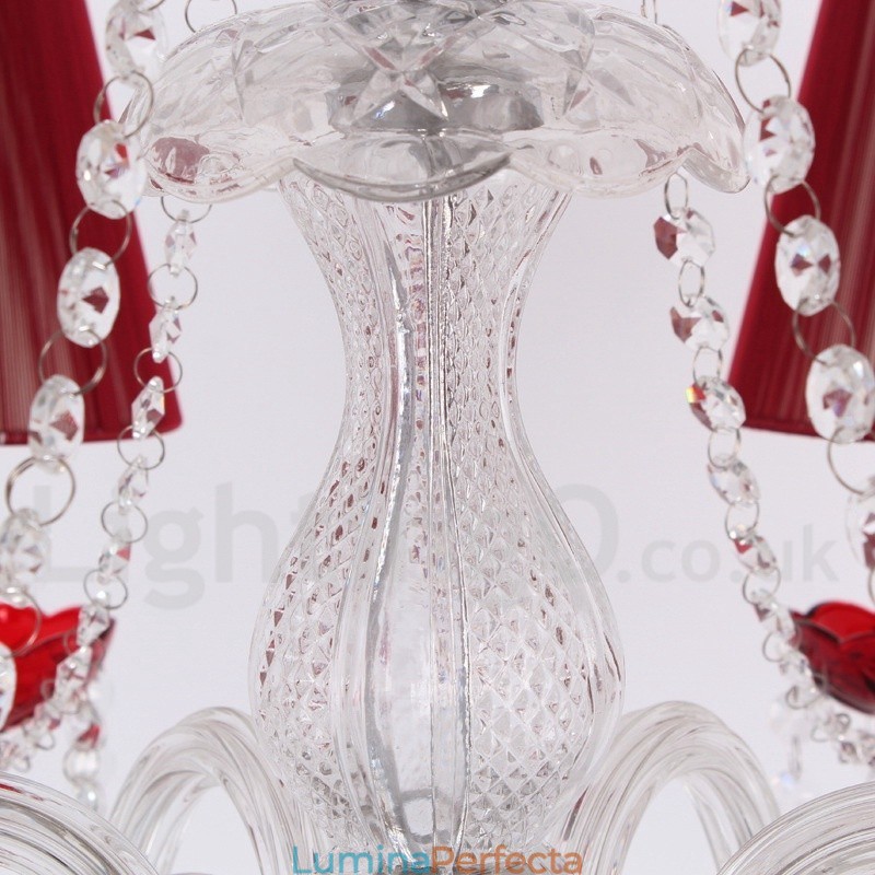 Candelabru în stil lumânare cu 6 roșu deschis K9