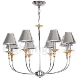 Candelabru cromat modern, în stil lumânare, cu 8 lumini