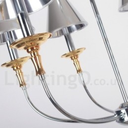 Candelabru cromat modern, în stil lumânare, cu 8 lumini