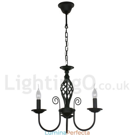 Candelabru negru, retro, în stil lumânare, cu 3 lumini Candelabru negru, retro, în stil lumânare, cu 3 lumini