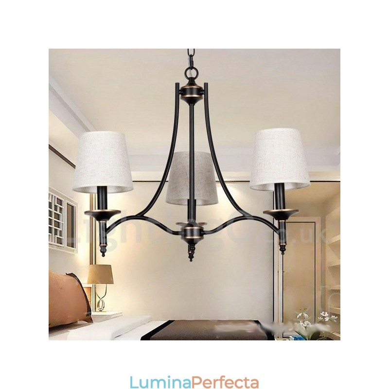 Candelabru contemporan în stil lumânare cu 3 lumini, rustic, retro negru