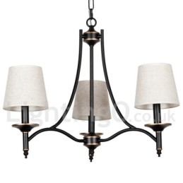 Candelabru contemporan în stil lumânare cu 3 lumini, rustic, retro negru