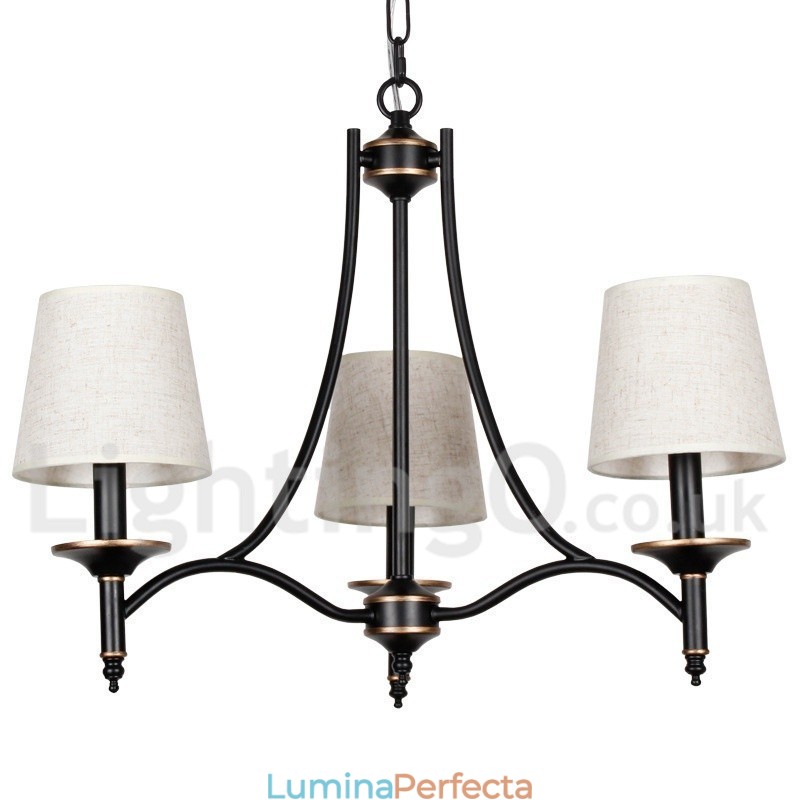 Candelabru contemporan în stil lumânare cu 3 lumini, rustic, retro negru