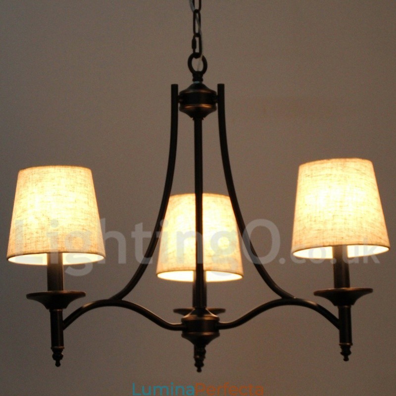 Candelabru contemporan în stil lumânare cu 3 lumini, rustic, retro negru